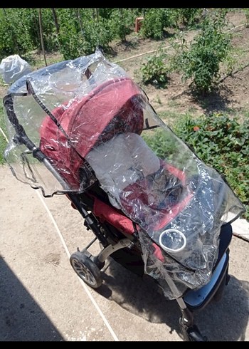 Bordo Bebek Arabası Gri Detaylı - Görsel 8