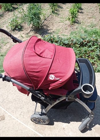 Bordo Bebek Arabası Gri Detaylı - Görsel 5