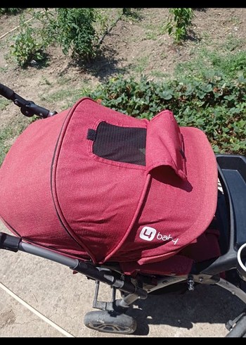 Bordo Bebek Arabası Gri Detaylı - Görsel 6