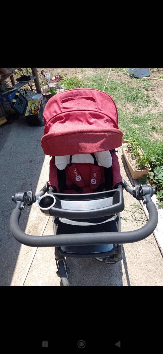 Bordo Bebek Arabası Gri Detaylı - Görsel 3