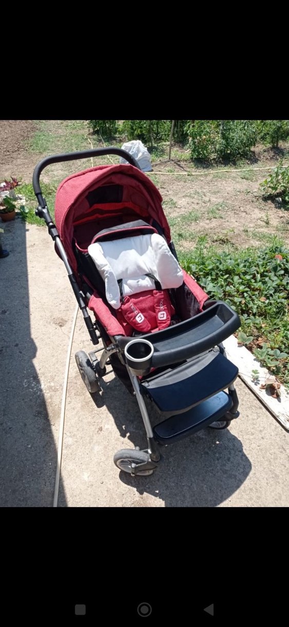 Bordo Bebek Arabası Gri Detaylı - Görsel 4