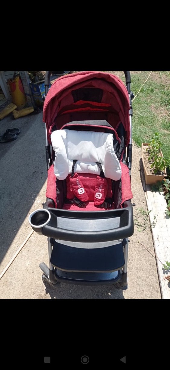 Bordo Bebek Arabası Gri Detaylı - Görsel 2