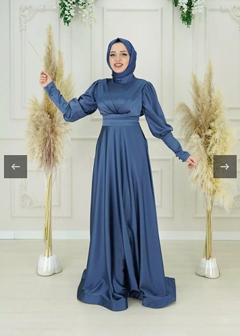 Uzun Kollu Mavi Drapeli Uzun Elbise - Görsel 4