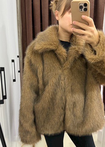 Kahverengi Midi Boy Kadın Suni Kürk Ceket - Görsel 5