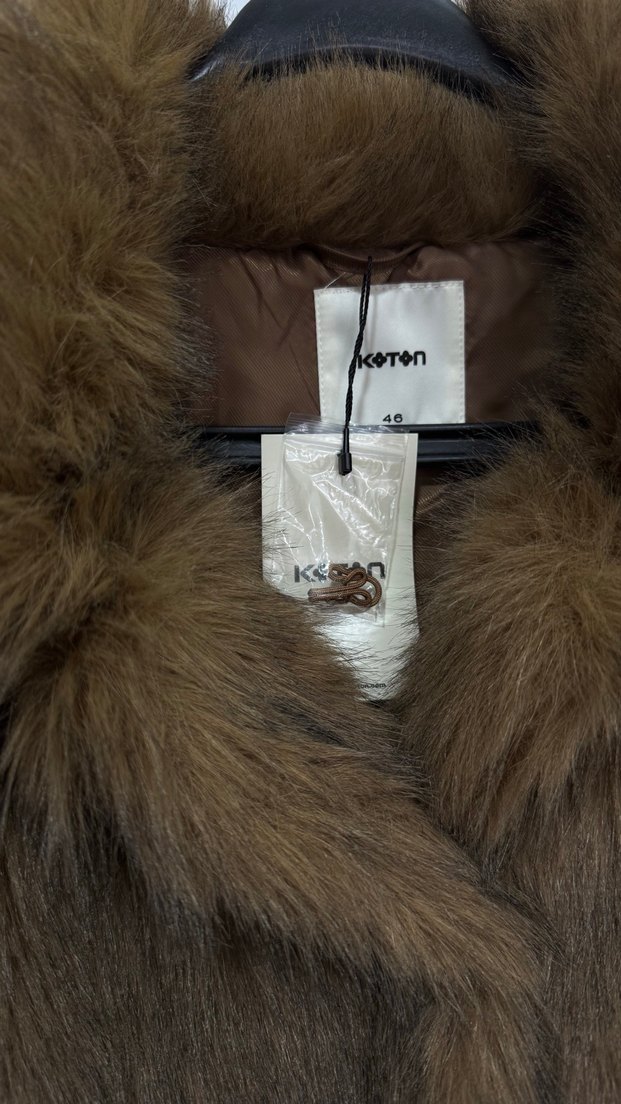 Kahverengi Midi Boy Kadın Suni Kürk Ceket - Görsel 3