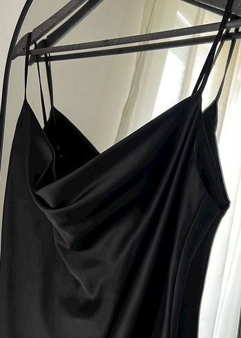 Siyah Drapeli Uzun Kadın Elbise - Görsel 2