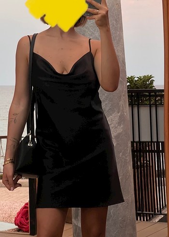 Siyah Drapeli Uzun Kadın Elbise - Görsel 3