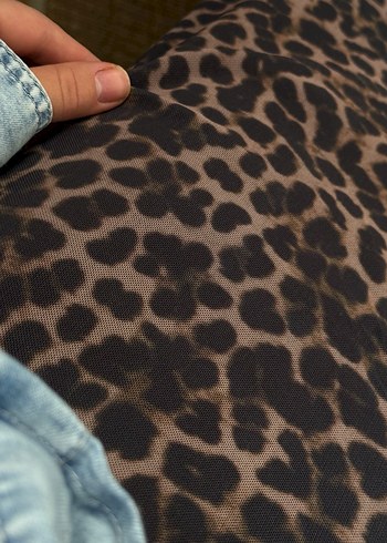 Kahverengi Leopar Desenli Uzun Etek - Görsel 2