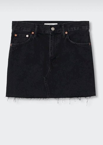 Siyah Denim Mini Etek - Görsel 3