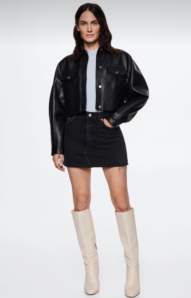 Siyah Denim Mini Etek - Görsel 2