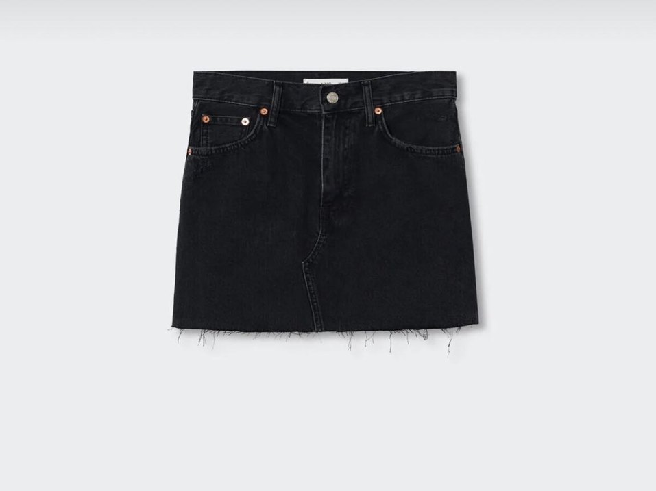 Siyah Denim Mini Etek - Görsel 3