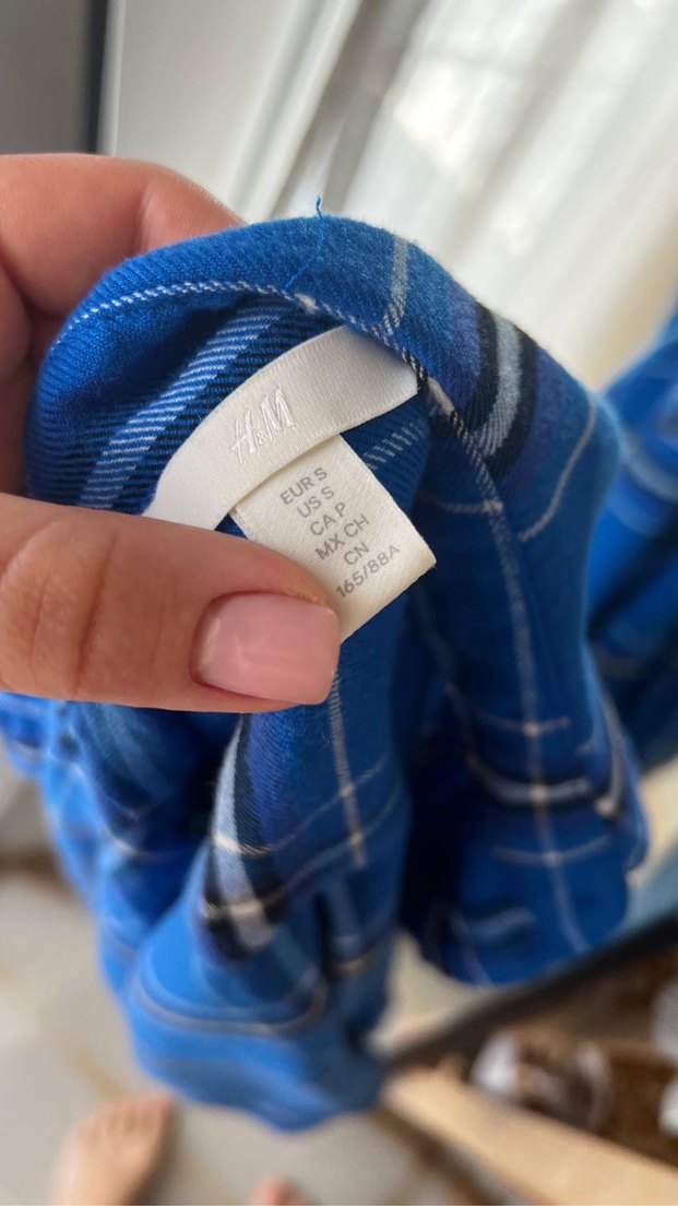 Kadın Mavi Kareli Düğmeli Gömlek - Görsel 3