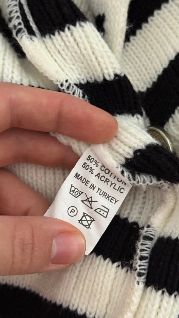 Düğmeli Çizgili Midi Kadın Hırka - Görsel 2