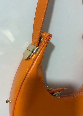 Turuncu Deri Kadın Omuz Çantası - Görsel 2