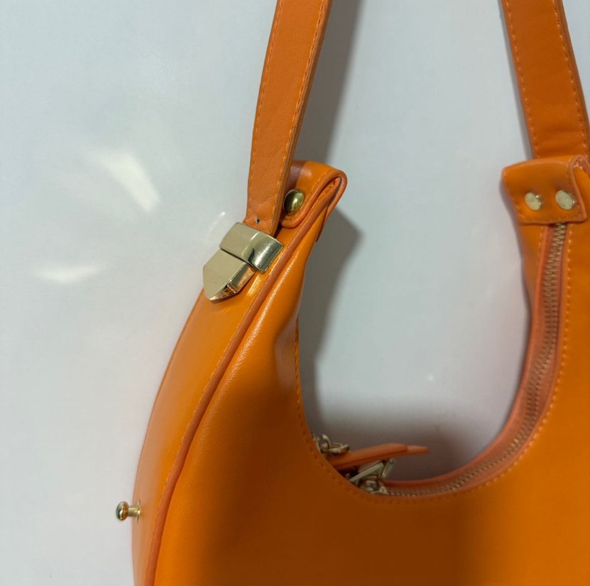 Turuncu Deri Kadın Omuz Çantası - Görsel 2