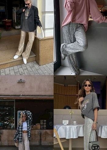 Payetli Gri Kadın Denim Ceket - Görsel 4