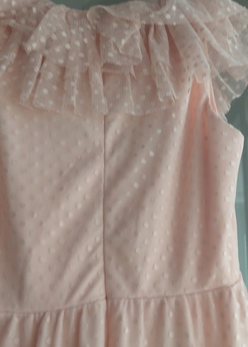 Pembe V Yaka Fırfırlı Midi Elbise - Görsel 7