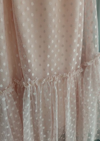 Pembe V Yaka Fırfırlı Midi Elbise - Görsel 8