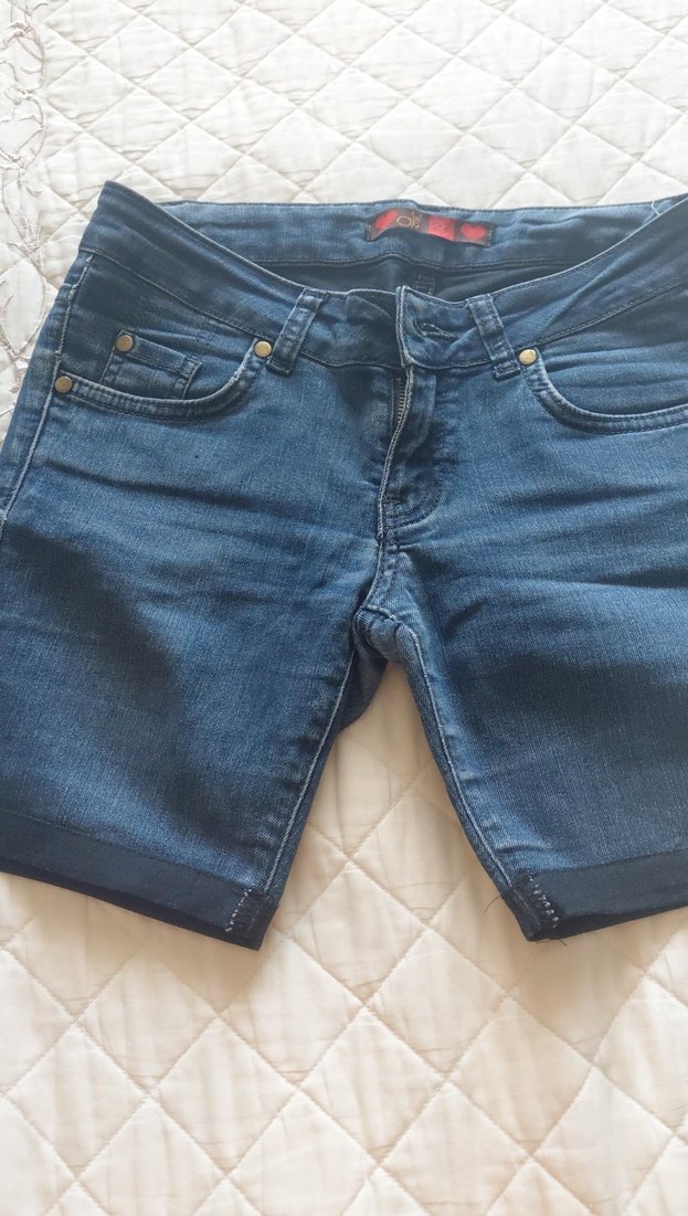 Parlak Mavi Mini Kadın Denim Şort - Görsel 2