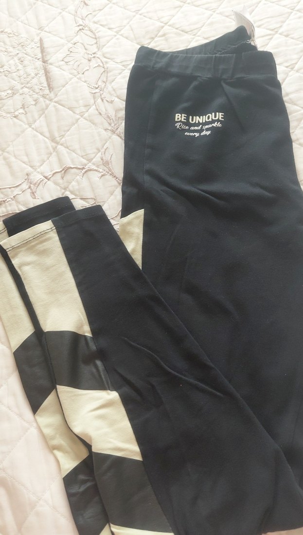 Kadın Beyaz Kısa Kollu Pamuk Tişört ve tayt takım - Görsel 4