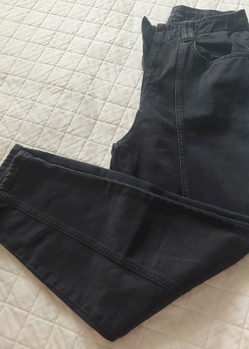 Siyah Loose Fit Midi Kadın Kot Pantolon - Görsel 6