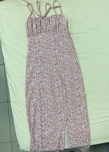 Bordo Bağcıklı Uzun Bohem Elbise