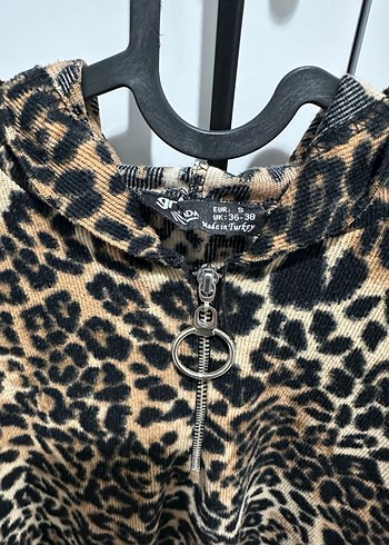 Kürklü Leopar Desenli Kapüşonlu Sweatshirt - Görsel 4