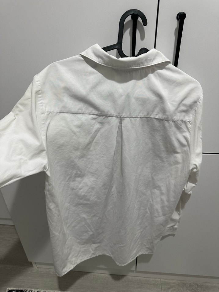 Beyaz Keten Gömlek, Uzun Kollu, Bol Kesim - Görsel 4