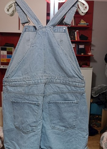 Kadın Kot Şort Tulum, Rahat Kesim, Askılı - Görsel 3