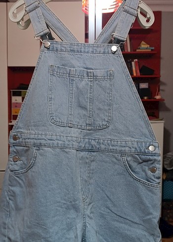 Kadın Kot Şort Tulum, Rahat Kesim, Askılı - Görsel 2