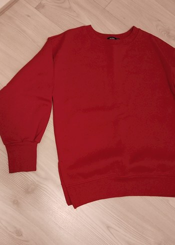 26 Beden Kadın Kırmızı Bisiklet Yaka Sweatshirt