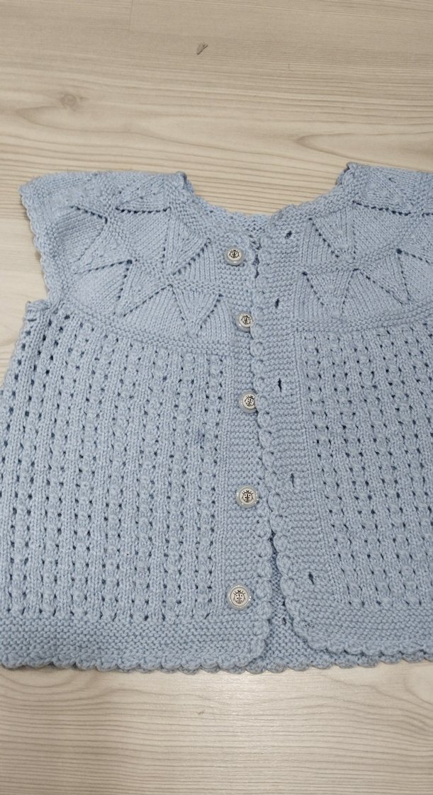 Kız Çocuk Mavi Örgü Yelek - Görsel 2