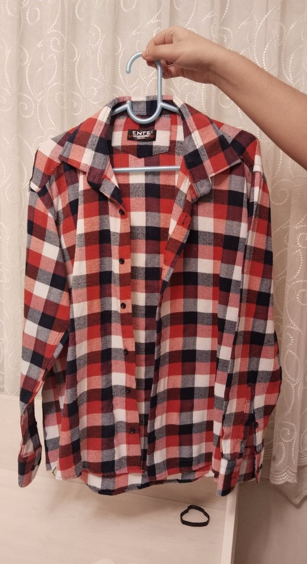 Kırmızı Ekose Desenli Uzun Kollu Erkek Gömlek - Görsel 2