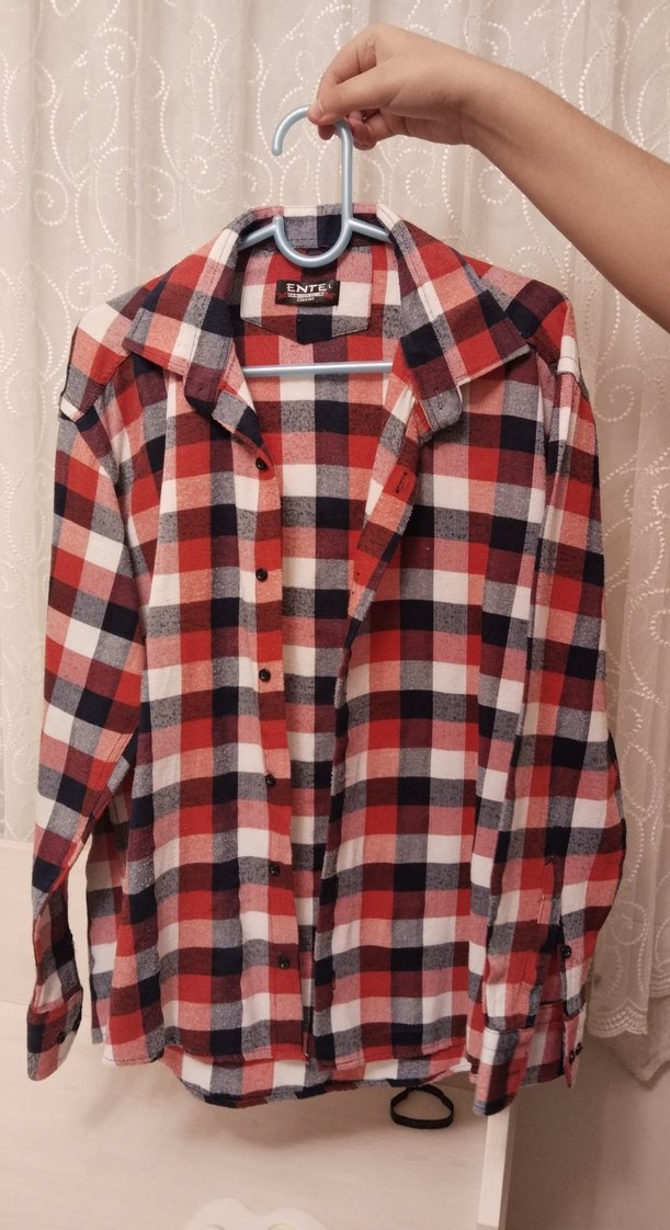 Kırmızı Ekose Desenli Uzun Kollu Erkek Gömlek - Görsel 3