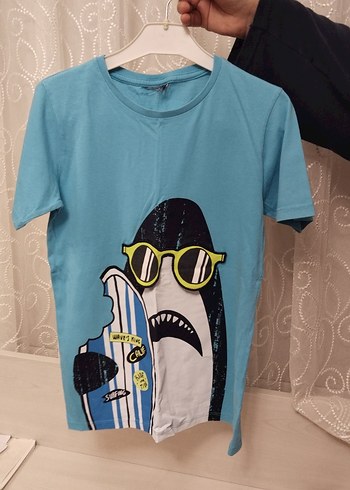 Erkek Çocuk Mavi Baskılı Tişört - Görsel 2