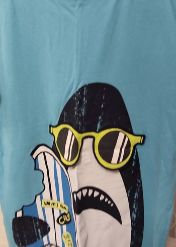 Erkek Çocuk Mavi Baskılı Tişört - Görsel 4