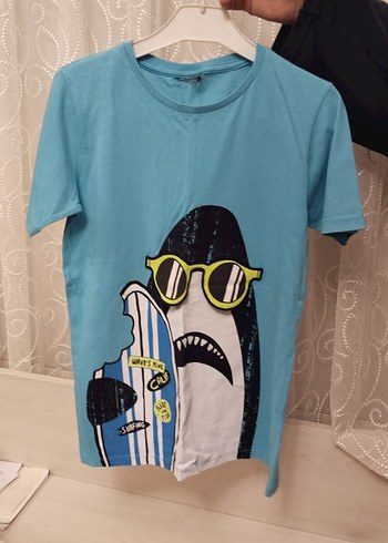 Erkek Çocuk Mavi Baskılı Tişört - Görsel 3