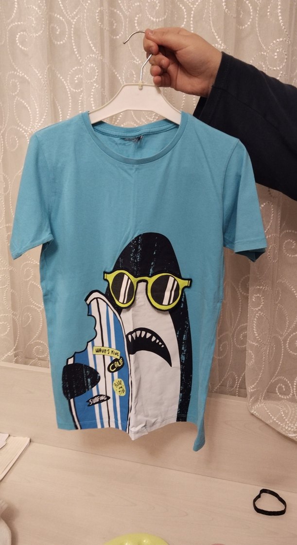 Erkek Çocuk Mavi Baskılı Tişört - Görsel 2