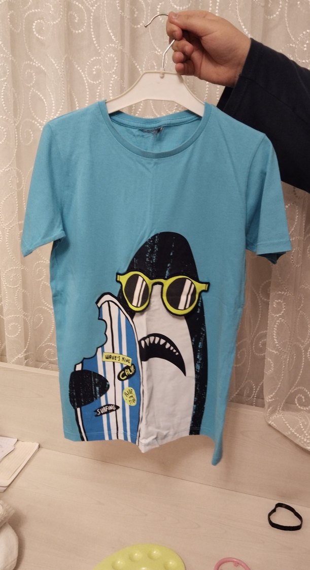 Erkek Çocuk Mavi Baskılı Tişört - Görsel 3