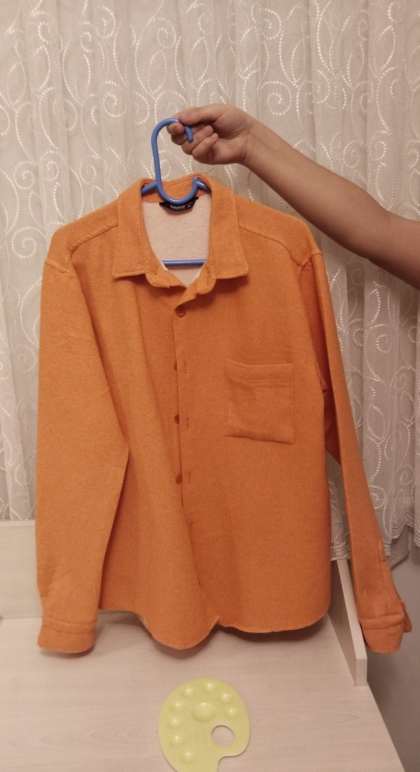 Turuncu Düğmeli Uzun Kollu Erkek Gömlek - Görsel 2