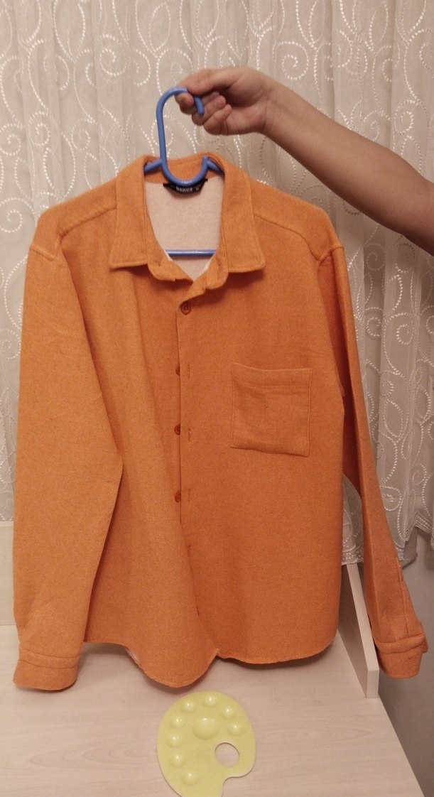 Turuncu Düğmeli Uzun Kollu Erkek Gömlek - Görsel 4