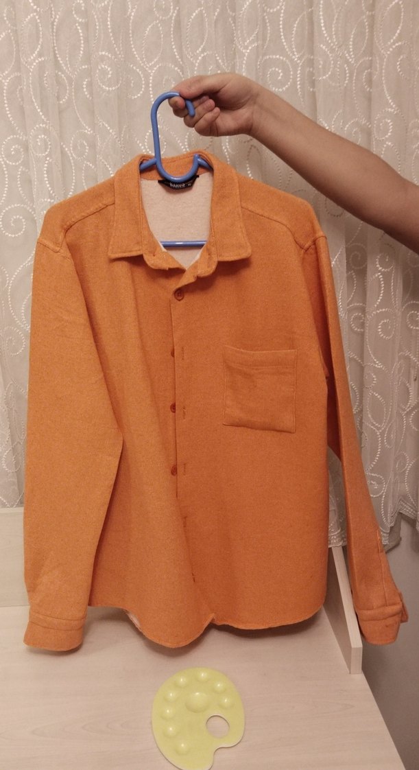 Turuncu Düğmeli Uzun Kollu Erkek Gömlek - Görsel 3