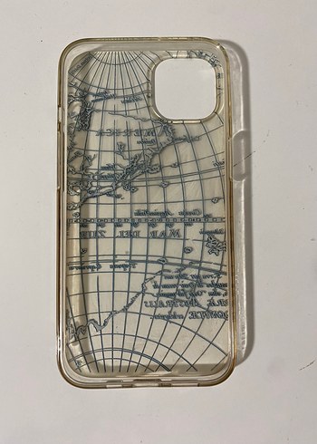 Şeffaf Bej Harita Desenli iPhone 13
