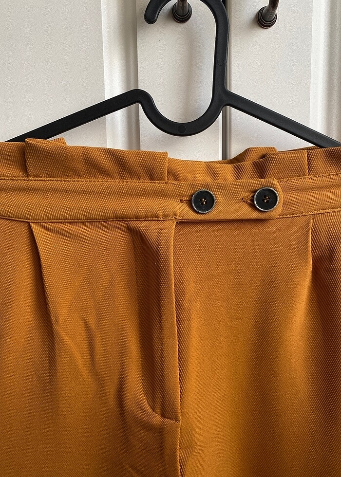 Pull&bear düz kesim cigarette hardal pantolon - Görsel 4