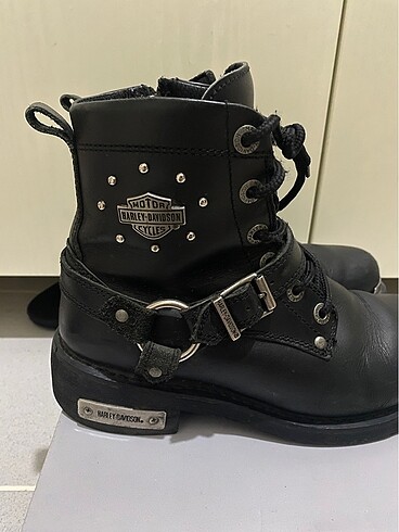 39 Beden siyah Renk Harley Davidson gümüş tokalı siyah deri bot