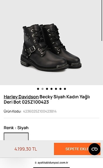 Harley Davidson gümüş tokalı siyah deri bot