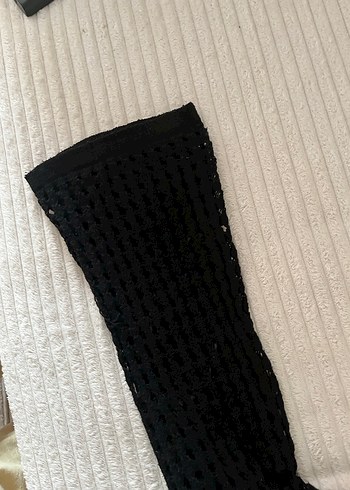 Siyah Örgü Straplez Midi crop - Görsel 2