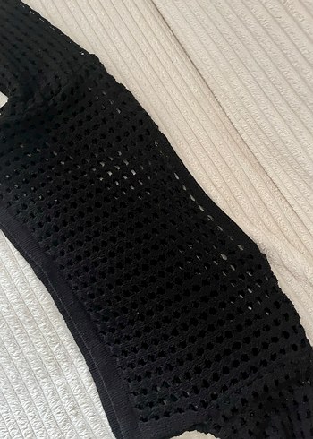 Siyah Örgü Straplez Midi crop - Görsel 3