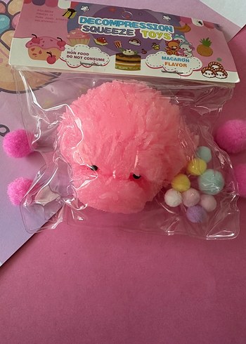 Pembe Köpek Kafalı Sıkılabilir Squishy Oyuncak