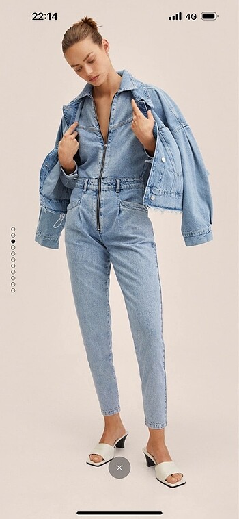 Fermuarlı denim tulum mango